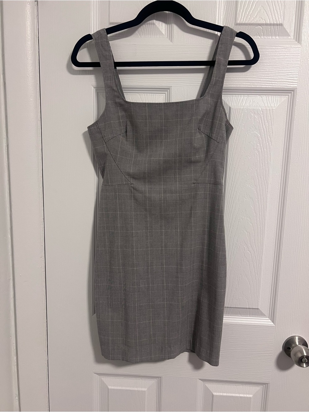 Dynamite Gray Plaid Square-Neck Mini Dress